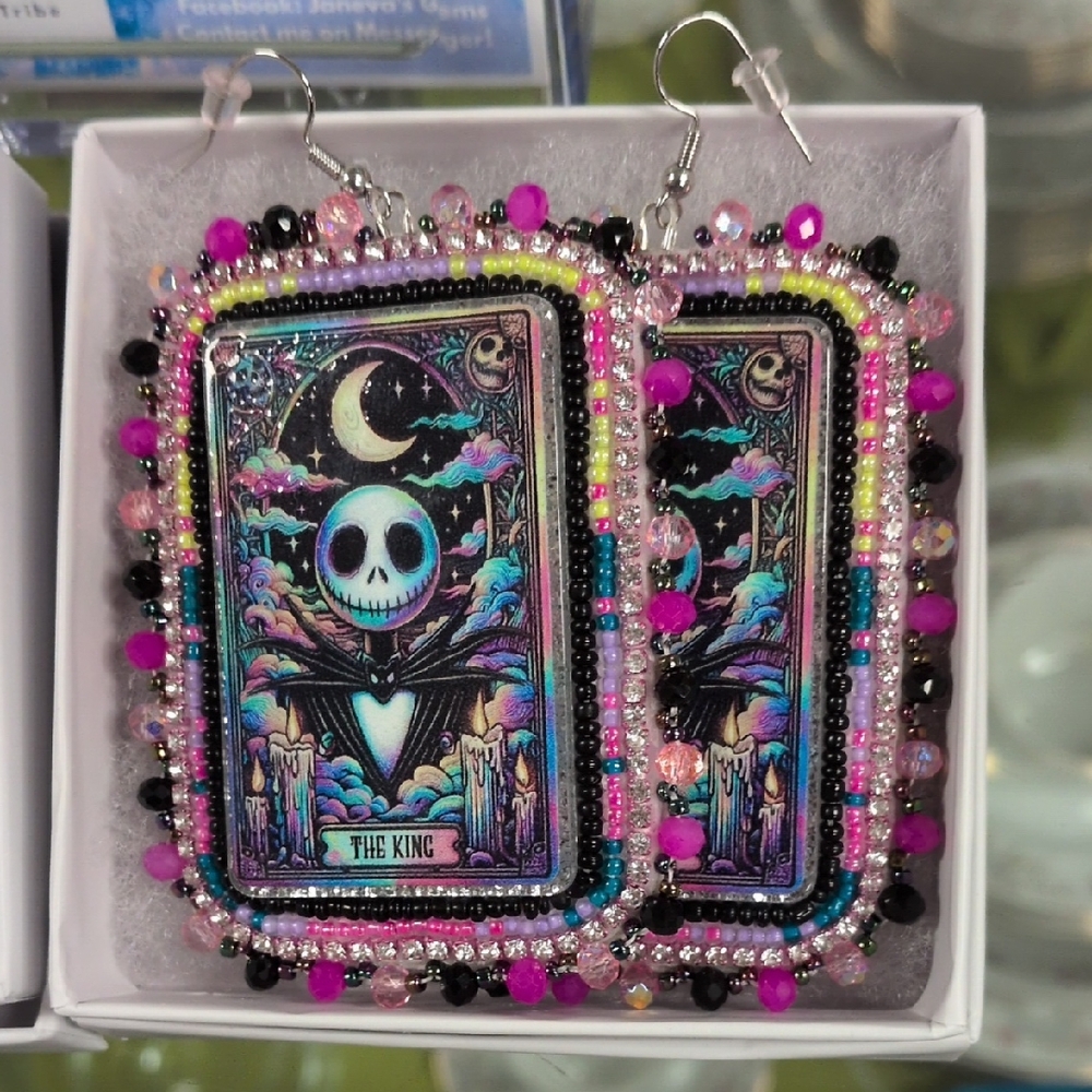 Colorful Beaded Earrings with Skull Design